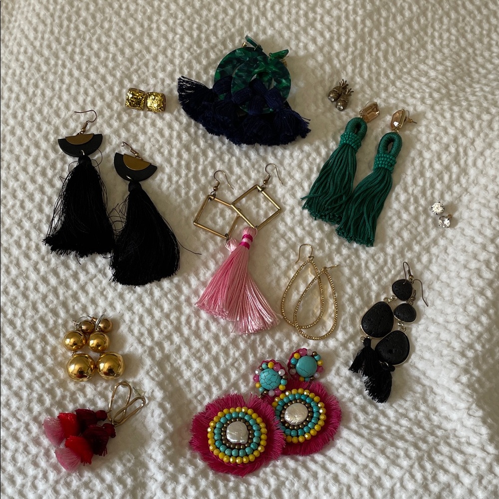 12 earrings (BaubleBar and Kate spade)